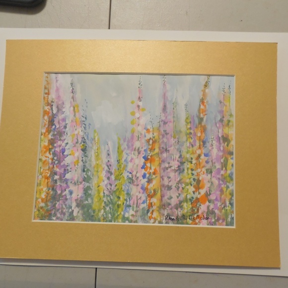 Rhonda Anne McMahon...artist Other - Pastel Garden Watercolor HAND CRAFTED Painting